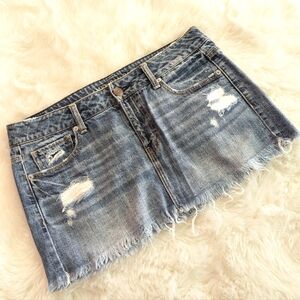 American Eagle Distresses Denim Mini Skirt